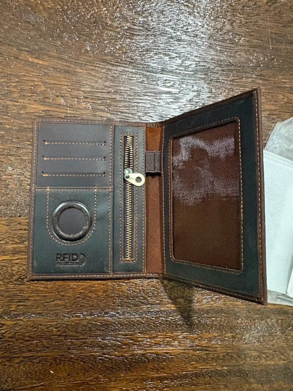 Brown Genuine Leather Bi-fold Wallet Card Passport Holder NIP NEW